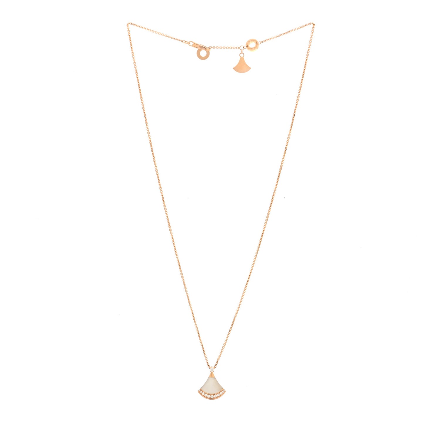 18K Rose Gold Diamond Mother of Pearl Divas' Dream Pave Pendant Necklace