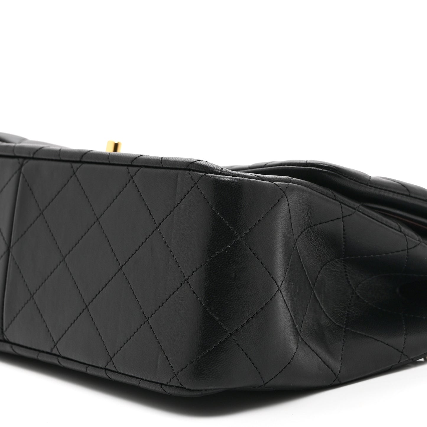 Lambskin Quilted Jumbo Double Flap Black