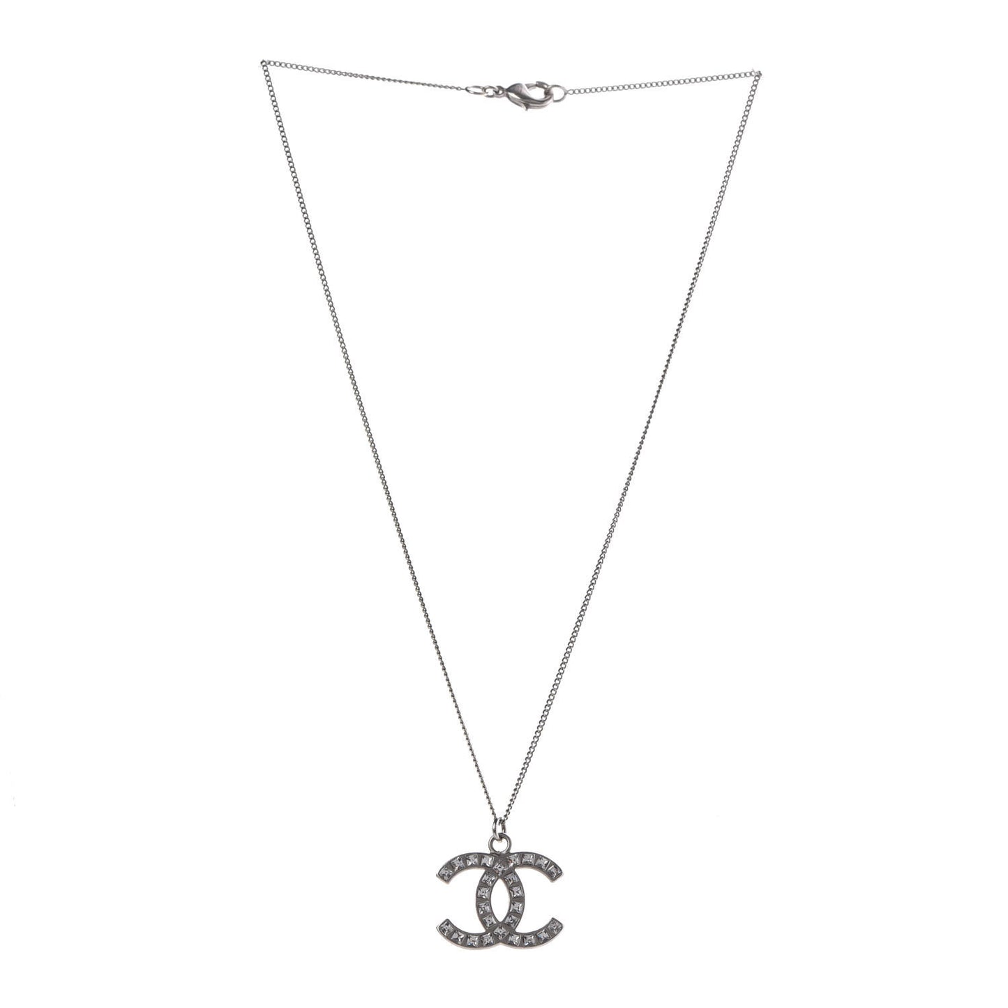 Baguette Crystal CC Necklace Silver