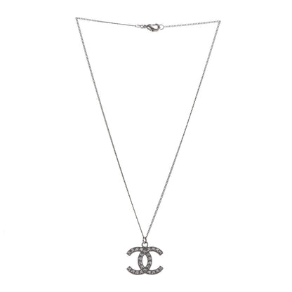 Chanel Baguette Crystal CC Necklace Silver 3 of 5