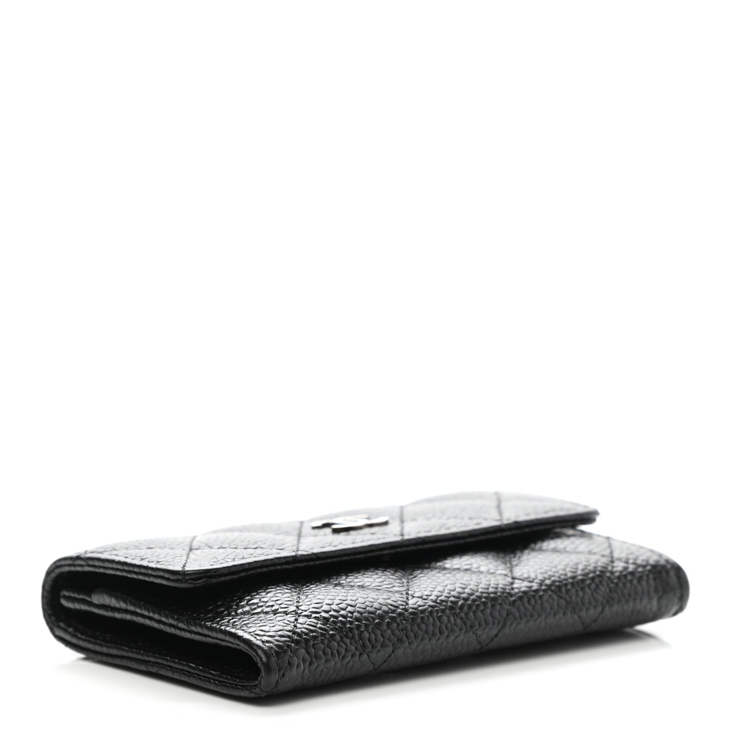 Caviar Quilted Flap Card Holder Black