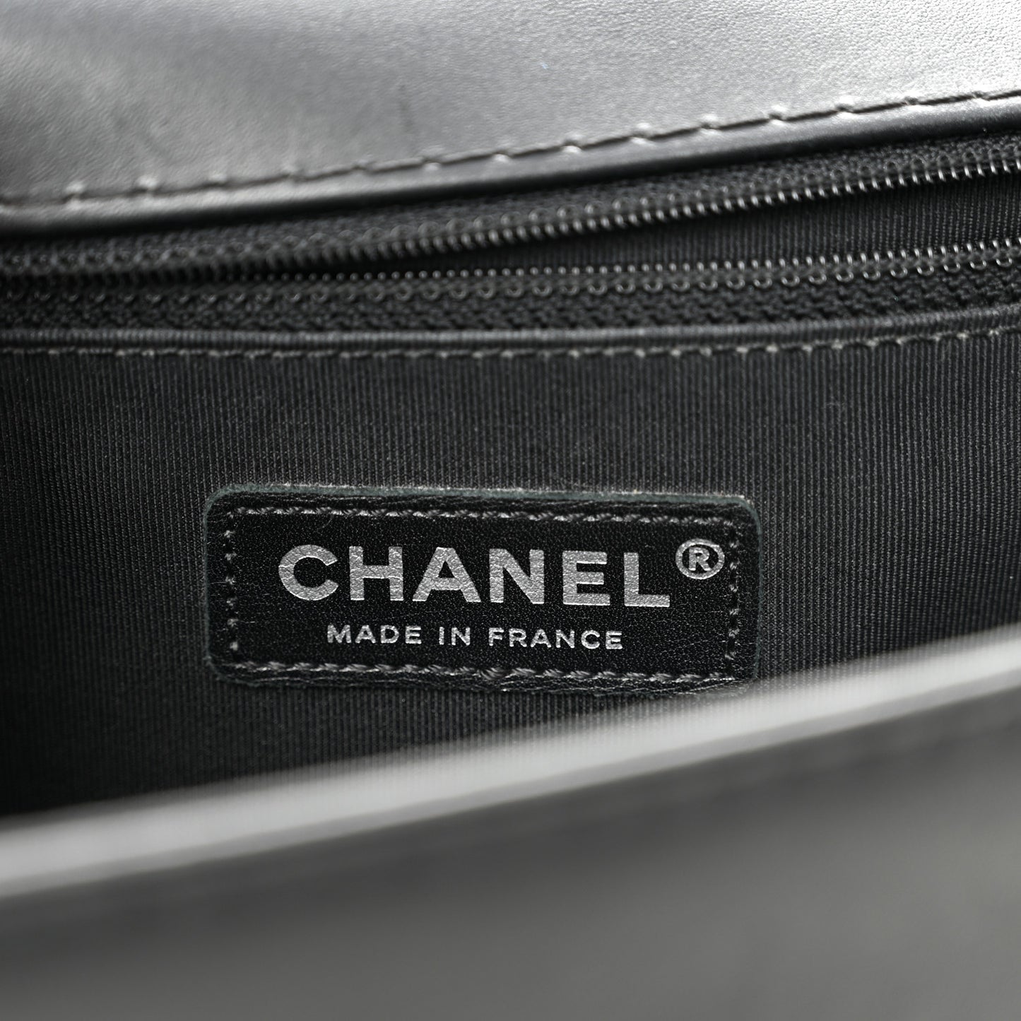 Calfskin Double Stitch Large Boy Flap Black