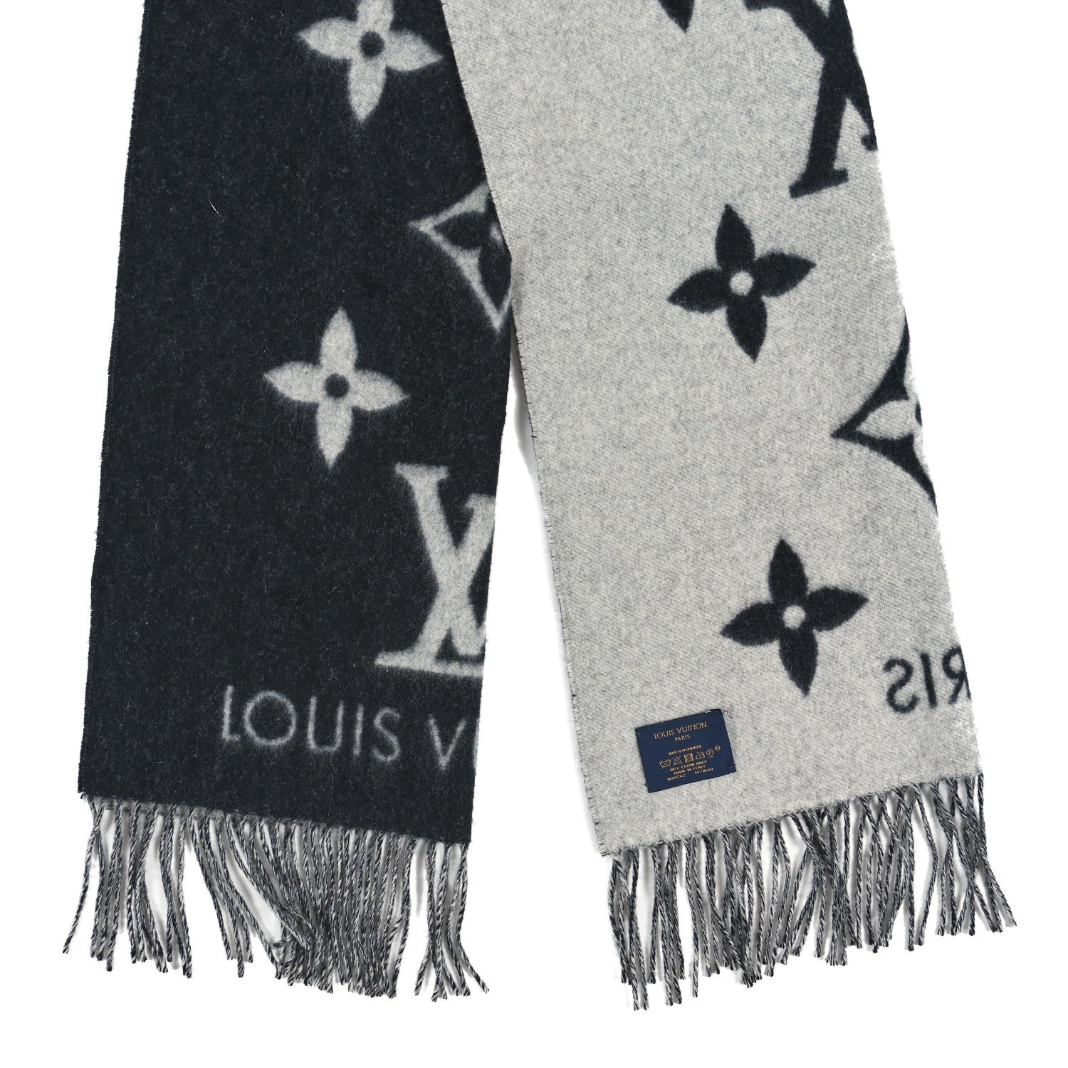Louis Vuitton Cashmere Monogram Reykjavik Scarf Black 2 of 3