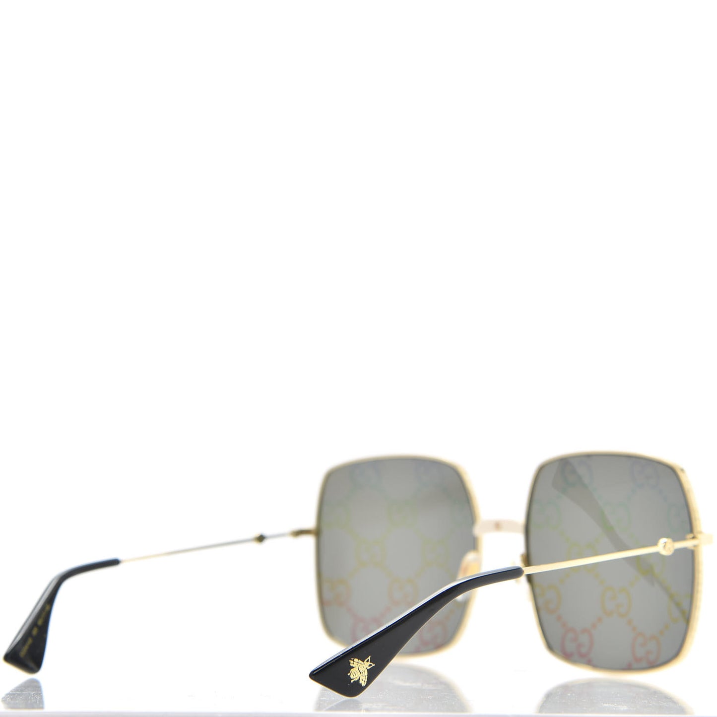 Metal Rectangular Frame Sunglasses GG0414S Gold Multicolor