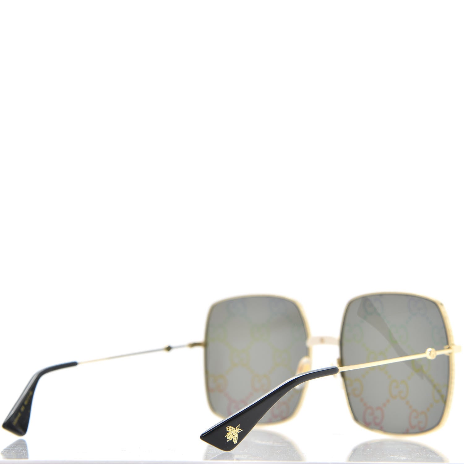 Gucci Metal Rectangular Frame Sunglasses GG0414S Gold Multicolor 4 of 8