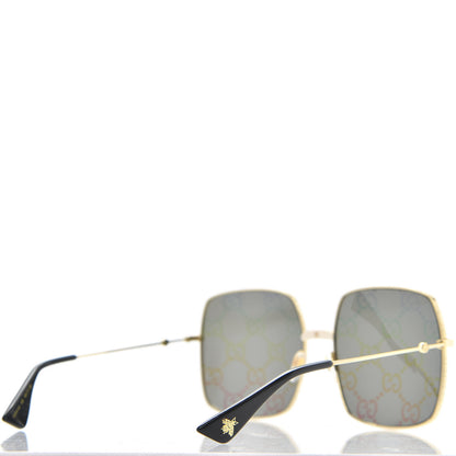Gucci Metal Rectangular Frame Sunglasses GG0414S Gold Multicolor 4 of 8