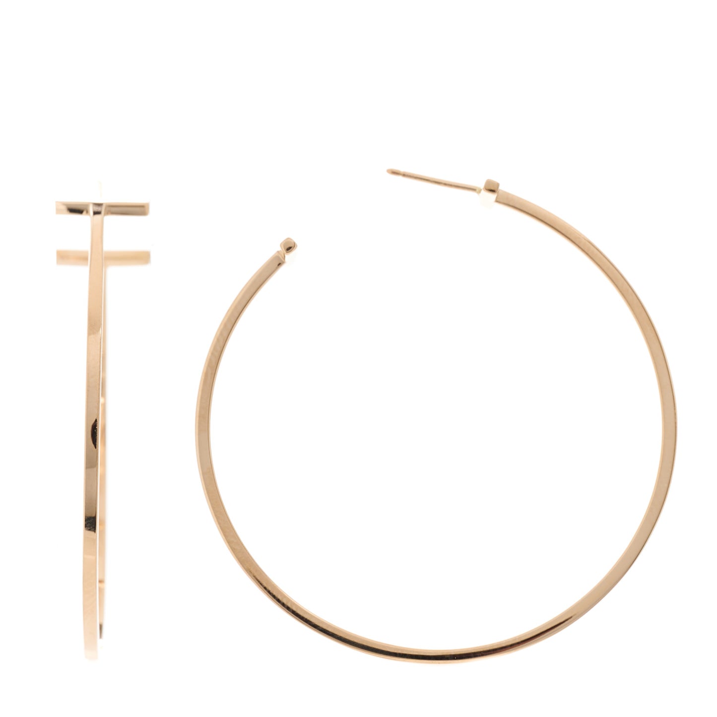 18K Rose Gold Extra Large T Wire Hoop Earrings