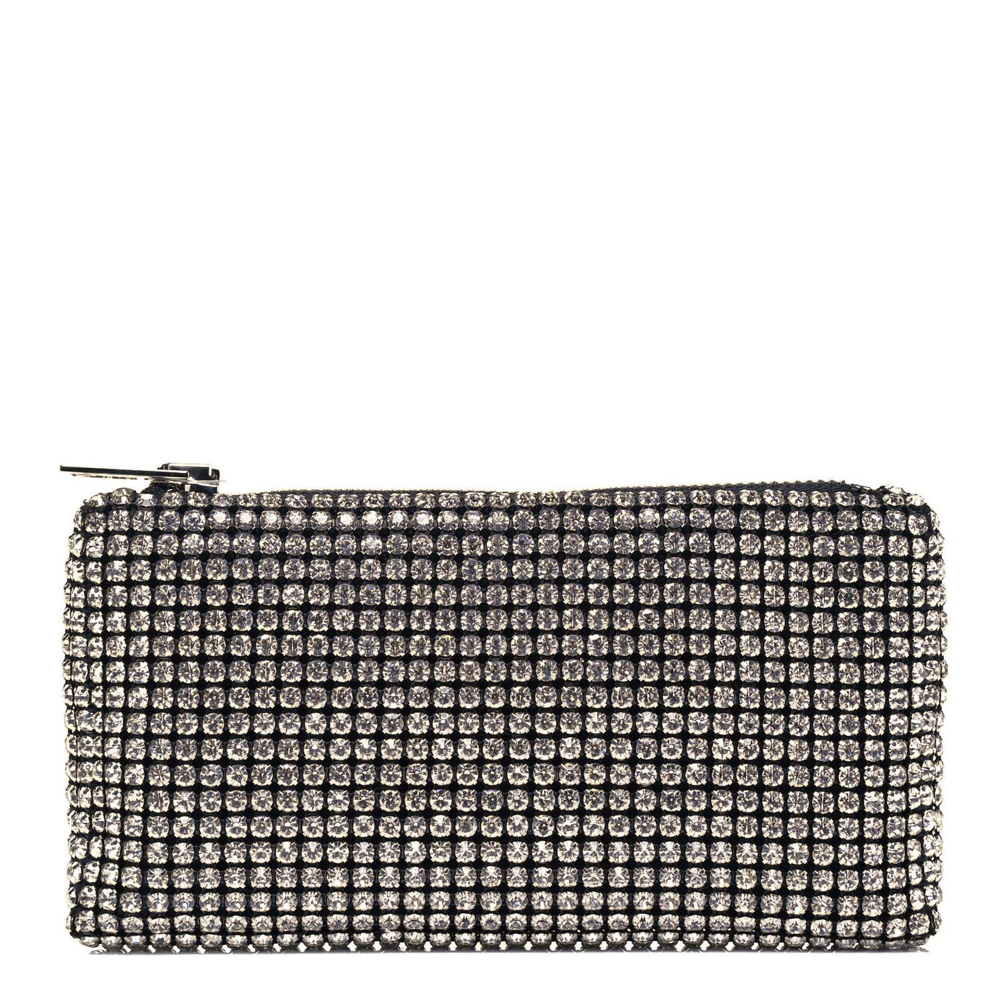 Mesh Crystal Rhinestone Heiress Clutch Black Silver