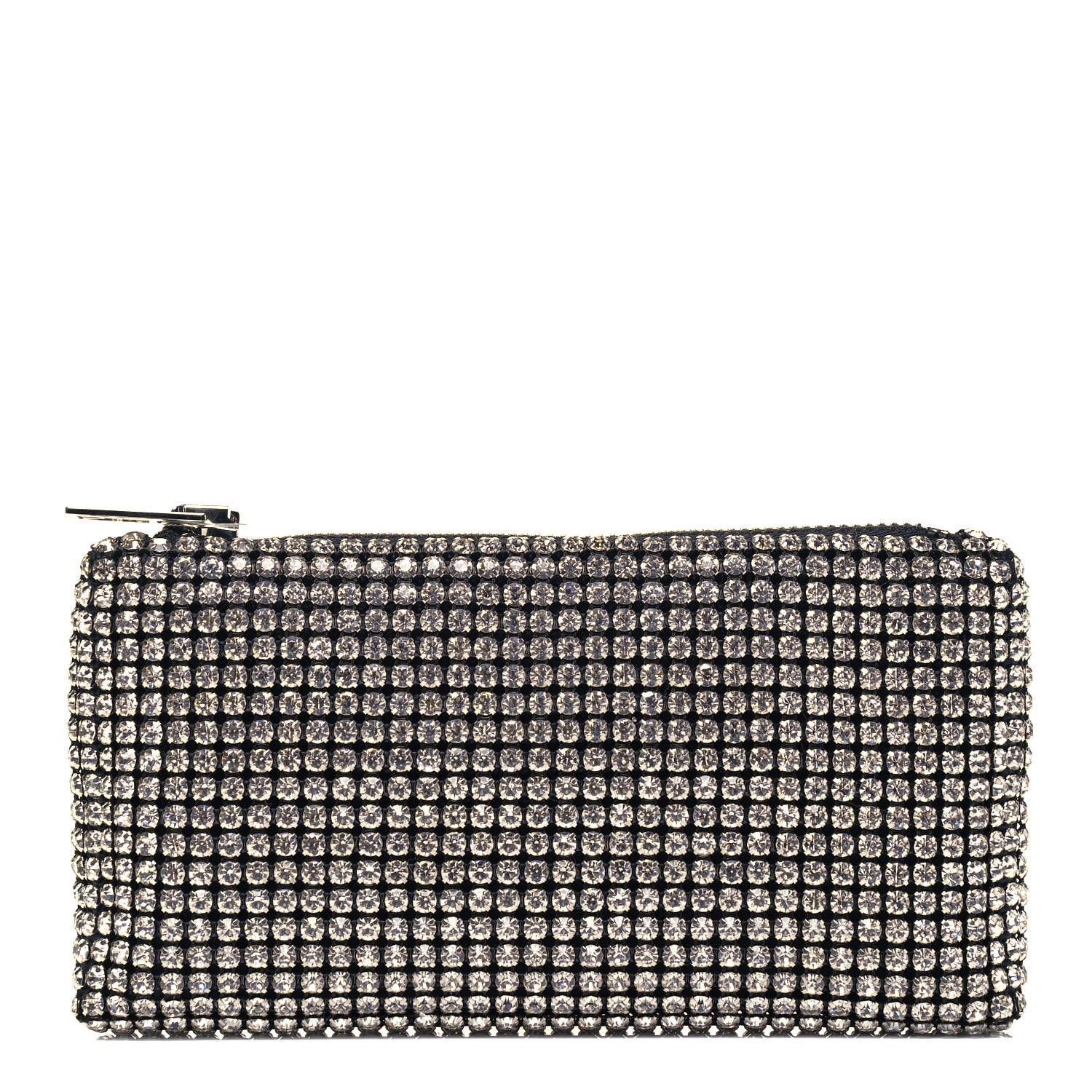 Alexander Wang Mesh Crystal Rhinestone Heiress Clutch Black Silver 1 of 7