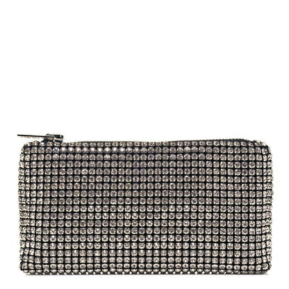 Alexander Wang Mesh Crystal Rhinestone Heiress Clutch Black Silver 1 of 7
