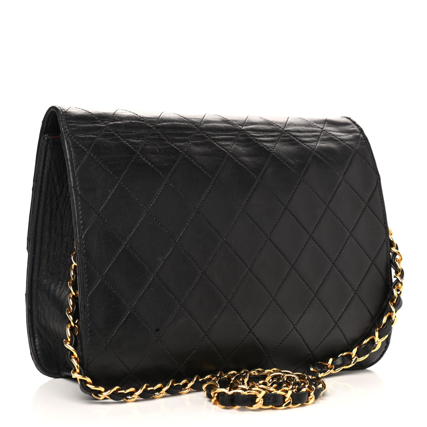 Lambskin Quilted Single Flap Black
