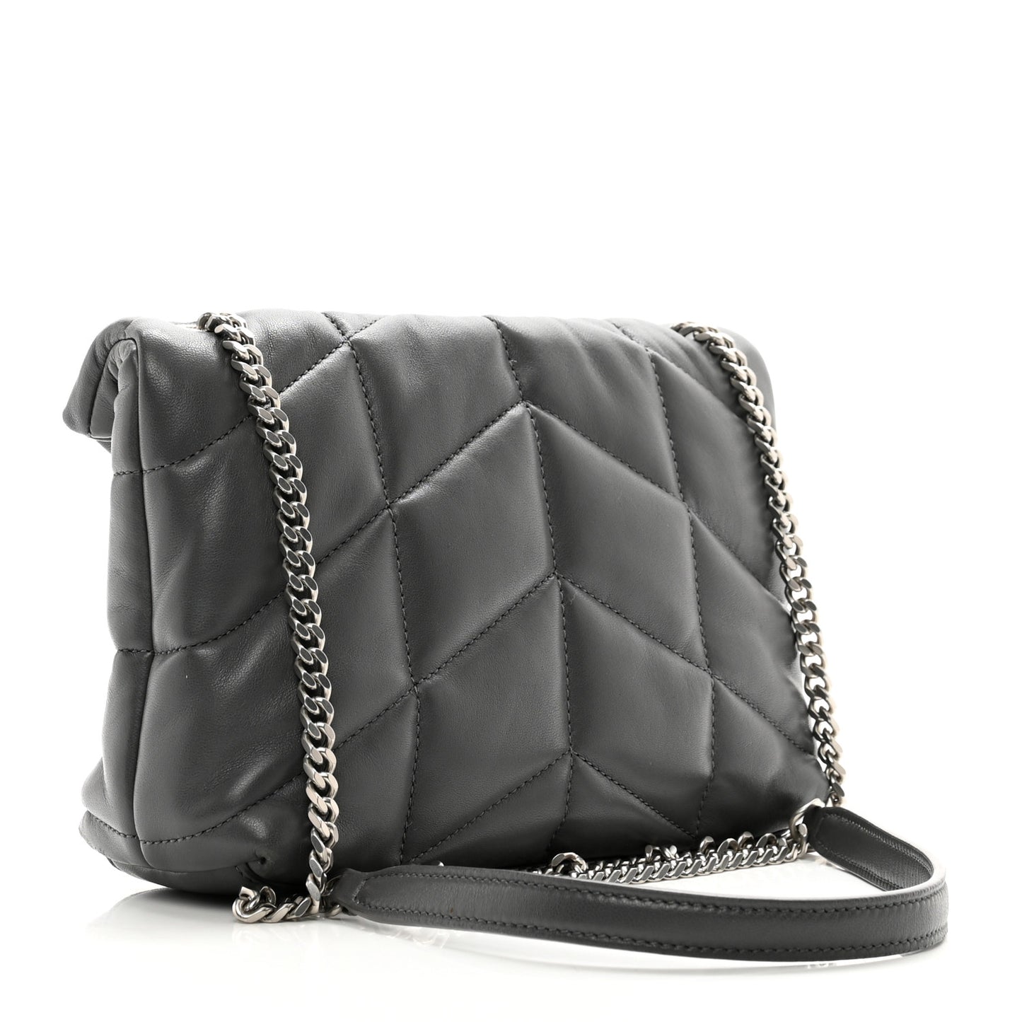 Lambskin Quilted Toy Loulou Puffer Monogram Chain Satchel Storm