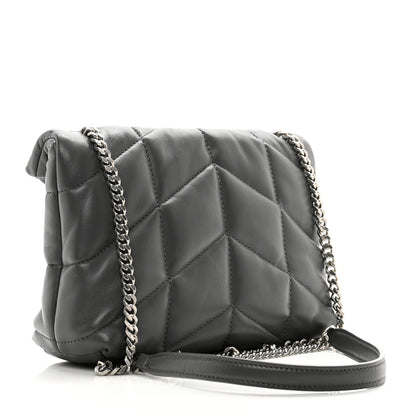 Saint Laurent Lambskin Quilted Toy Loulou Puffer Monogram Chain Satchel Storm 3 of 10