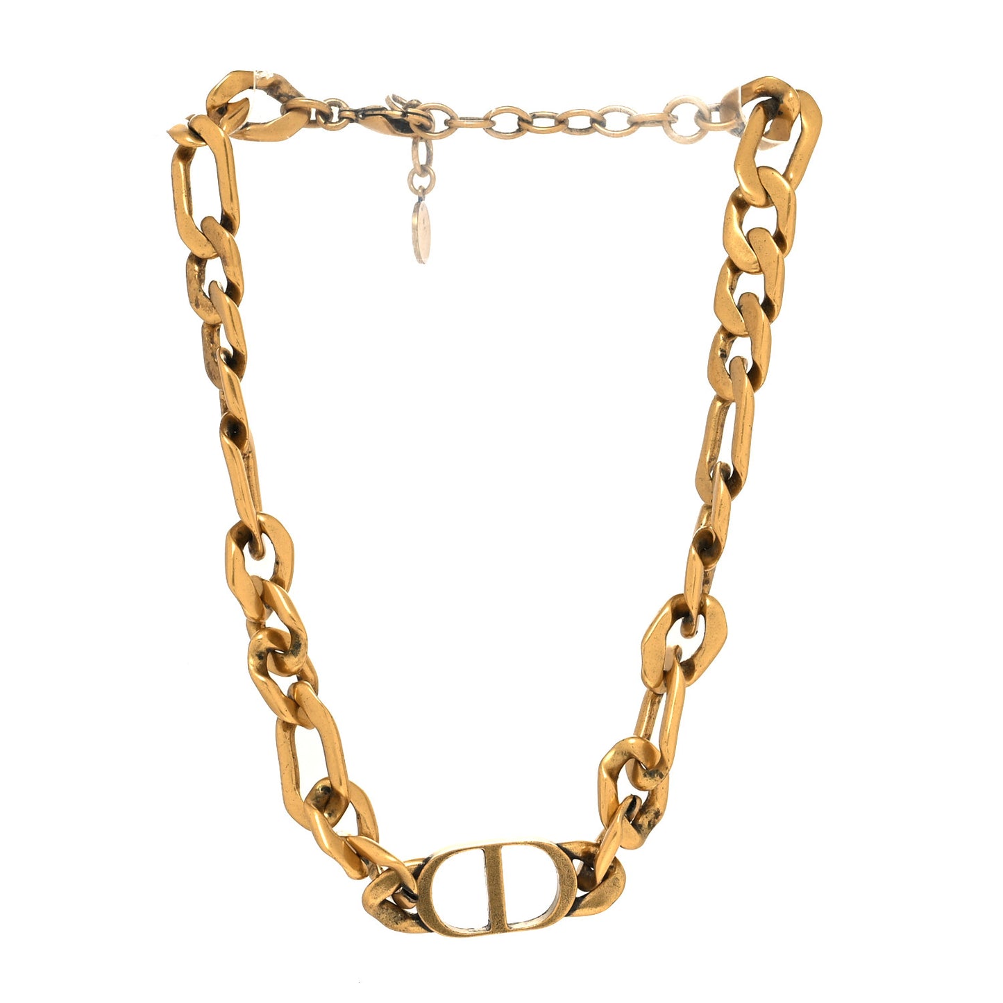Metal CD Choker Necklace Aged Gold