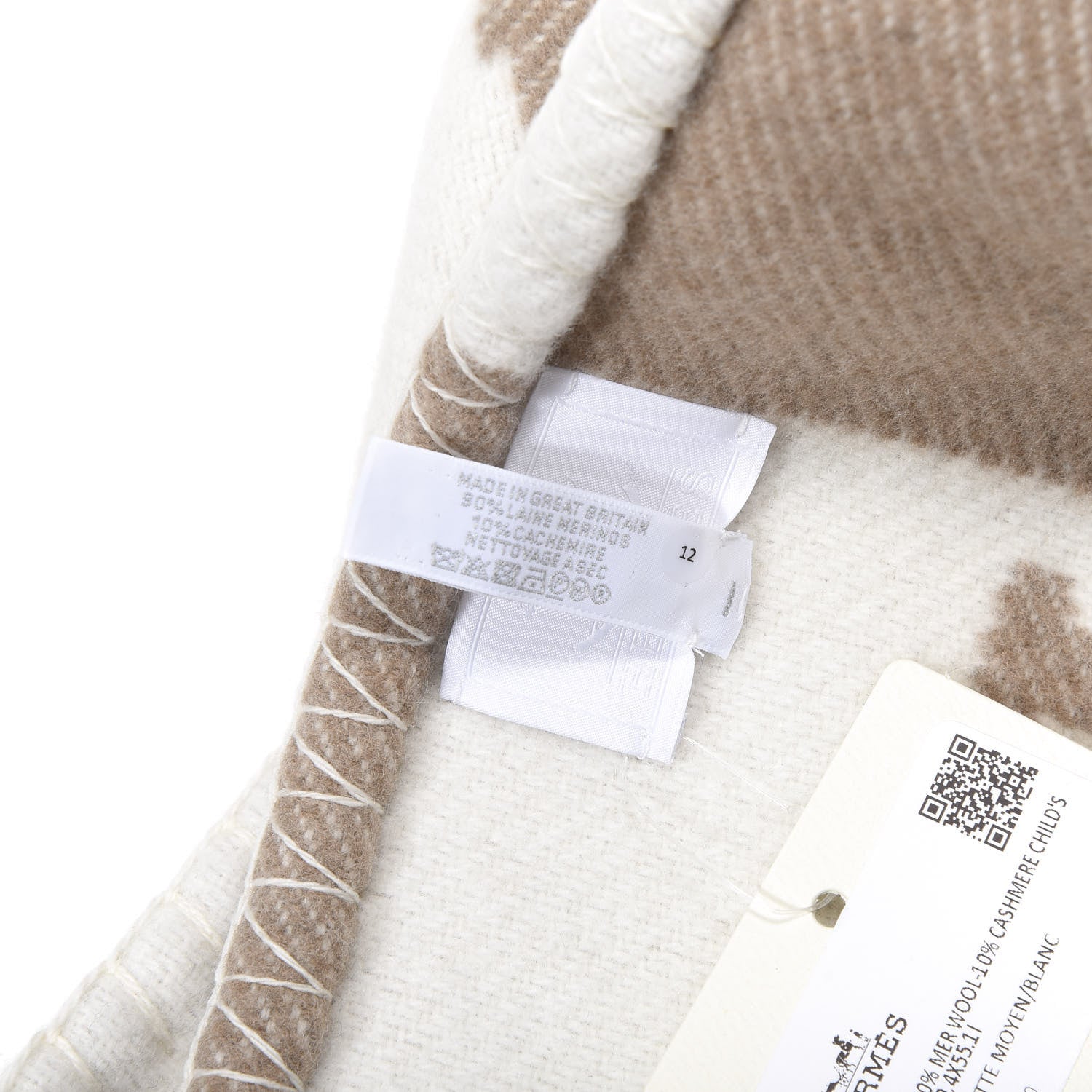 Hermes Wool Cashmere Avalon Baby Blanket Noisette Moyen White 3 of 4