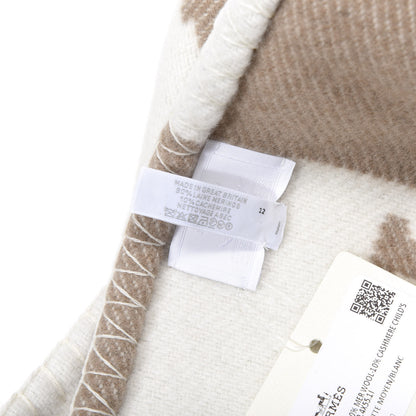 Hermes Wool Cashmere Avalon Baby Blanket Noisette Moyen White 3 of 4