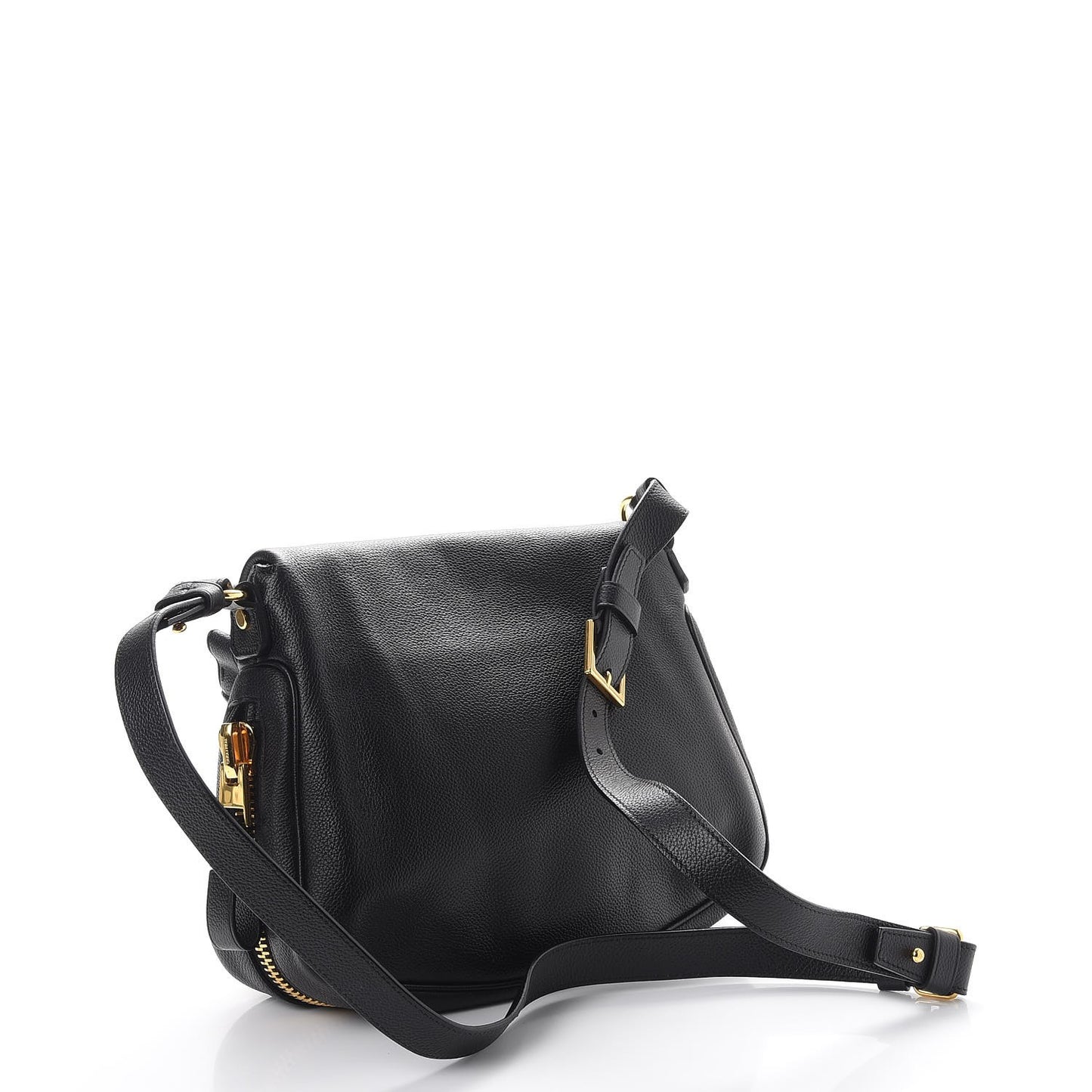 Grained Calfskin Medium Jennifer Crossbody Bag Black