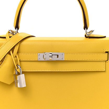 Hermes Chevre Chamkila Kelly Sellier 25  Jaune de Naples 7 of 9