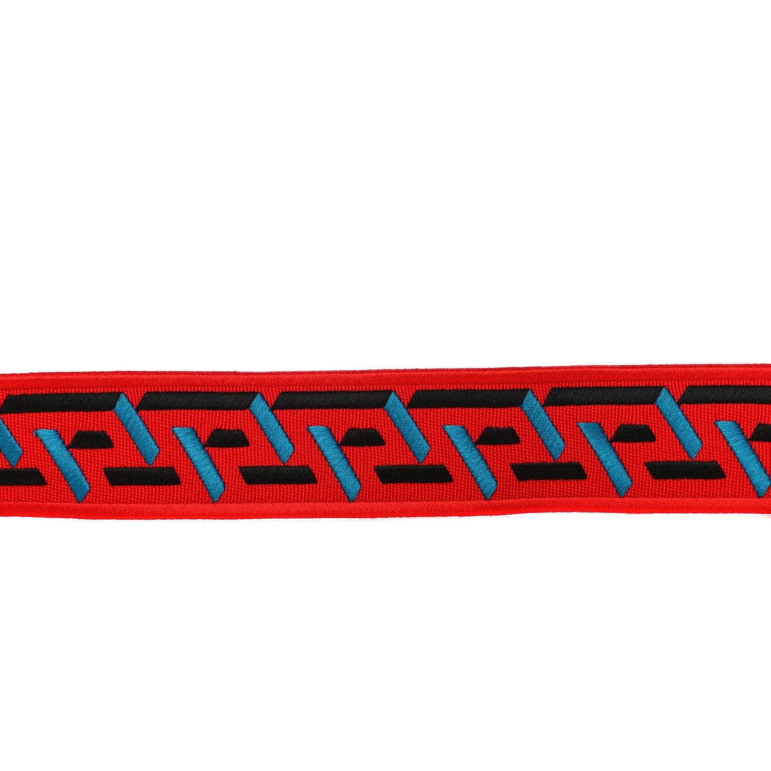 Versace Coated Canvas Calfskin La Greca Strap Blue Red 5 of 6