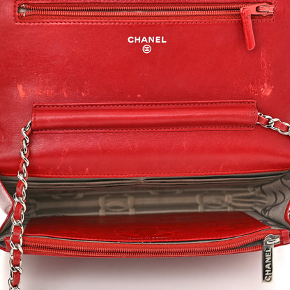 Chanel Calfskin Quilted Cambon Wallet On Chain WOC Red 5 of 13