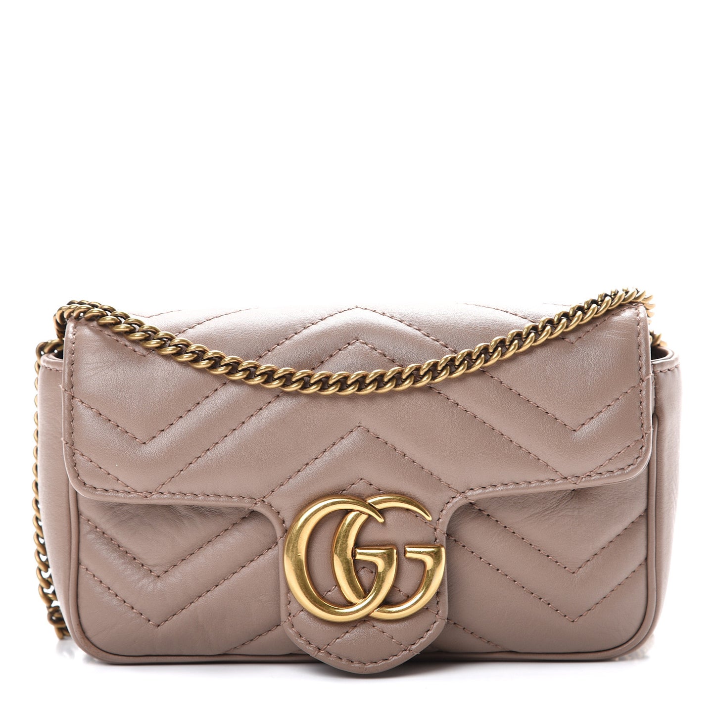 Calfskin Matelasse Super Mini GG Marmont Shoulder Bag Porcelain Rose