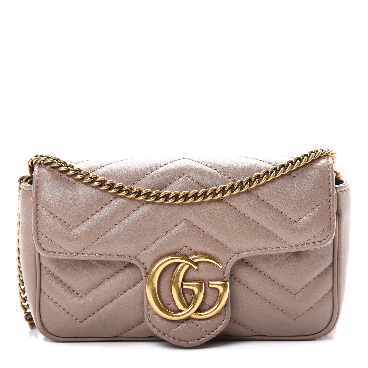 Gucci Calfskin Matelasse Super Mini GG Marmont Shoulder Bag Porcelain Rose 1 of 11