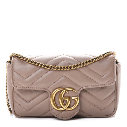 Gucci Calfskin Matelasse Super Mini GG Marmont Shoulder Bag Porcelain Rose 1 of 11