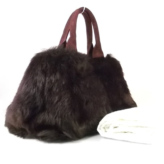 Prada Calf Hair Shearling Suede Bag Mimetico 3 of 9