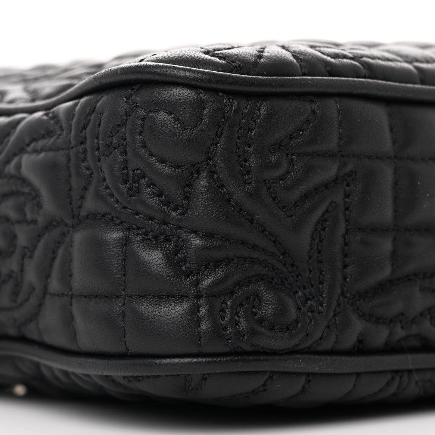 Nappa Barocco Quilted Vanitas Medea Chain Camera Crossbody Black