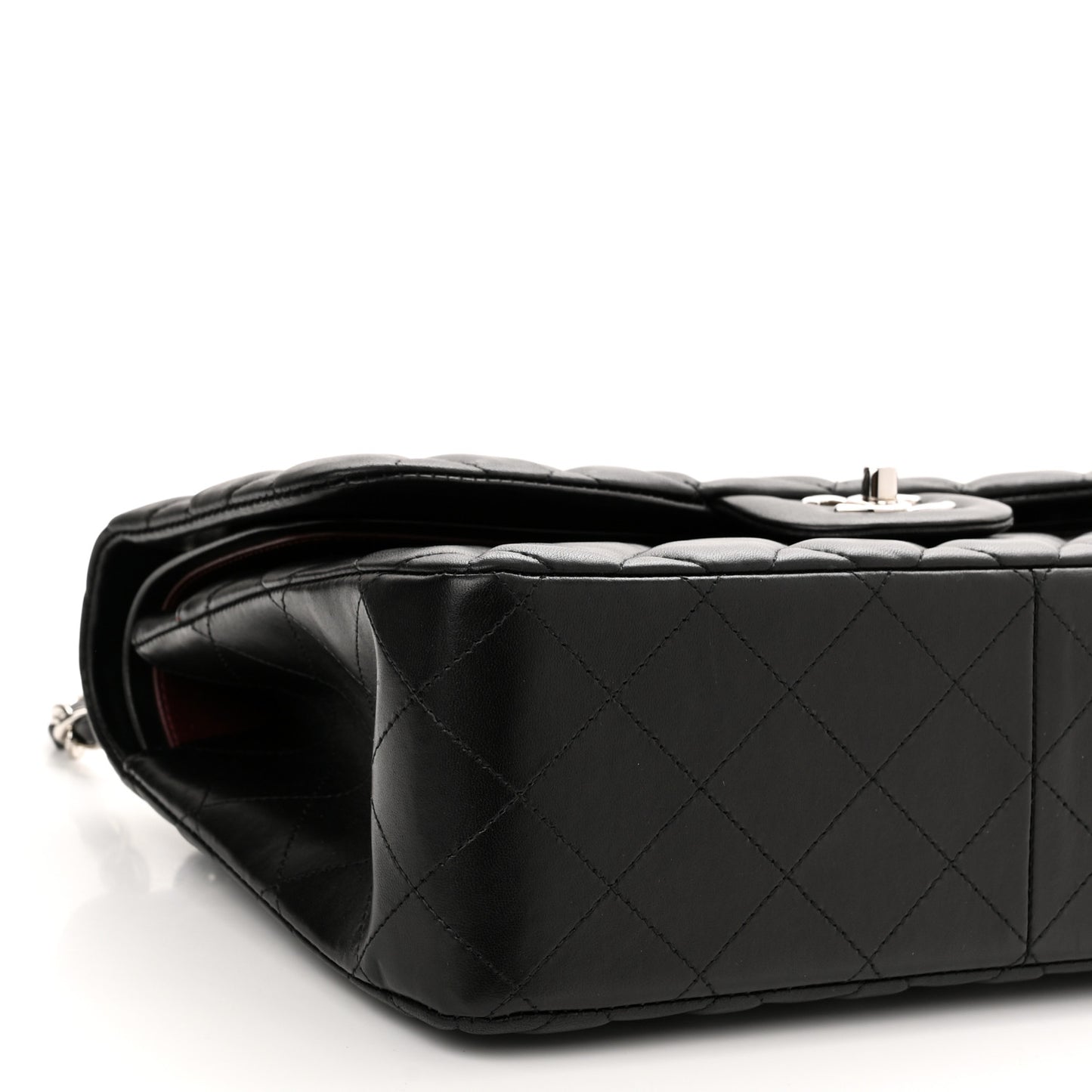 Lambskin Quilted Jumbo Double Flap Black