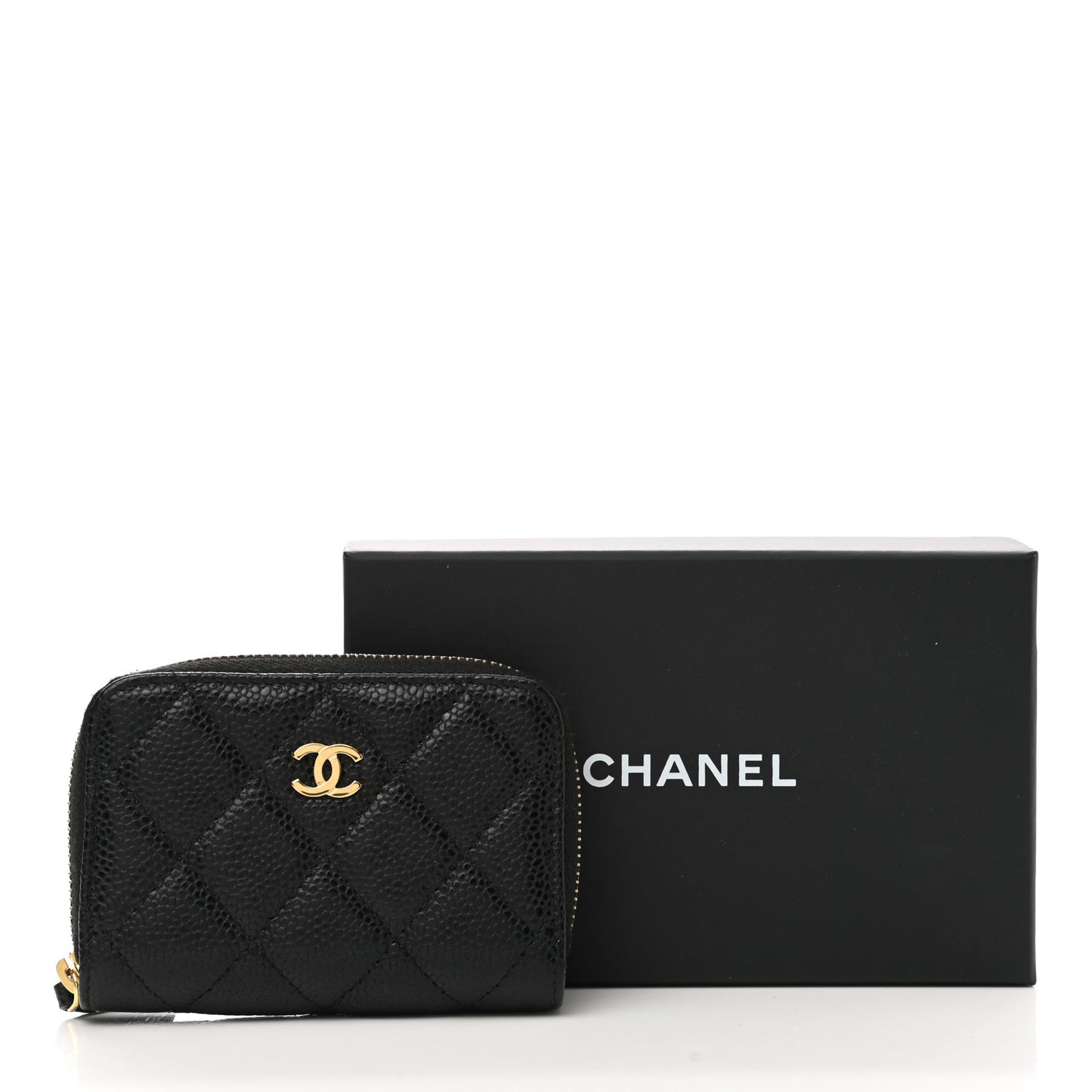 Caviar Quilted Classic Zipped Coin Purse Black