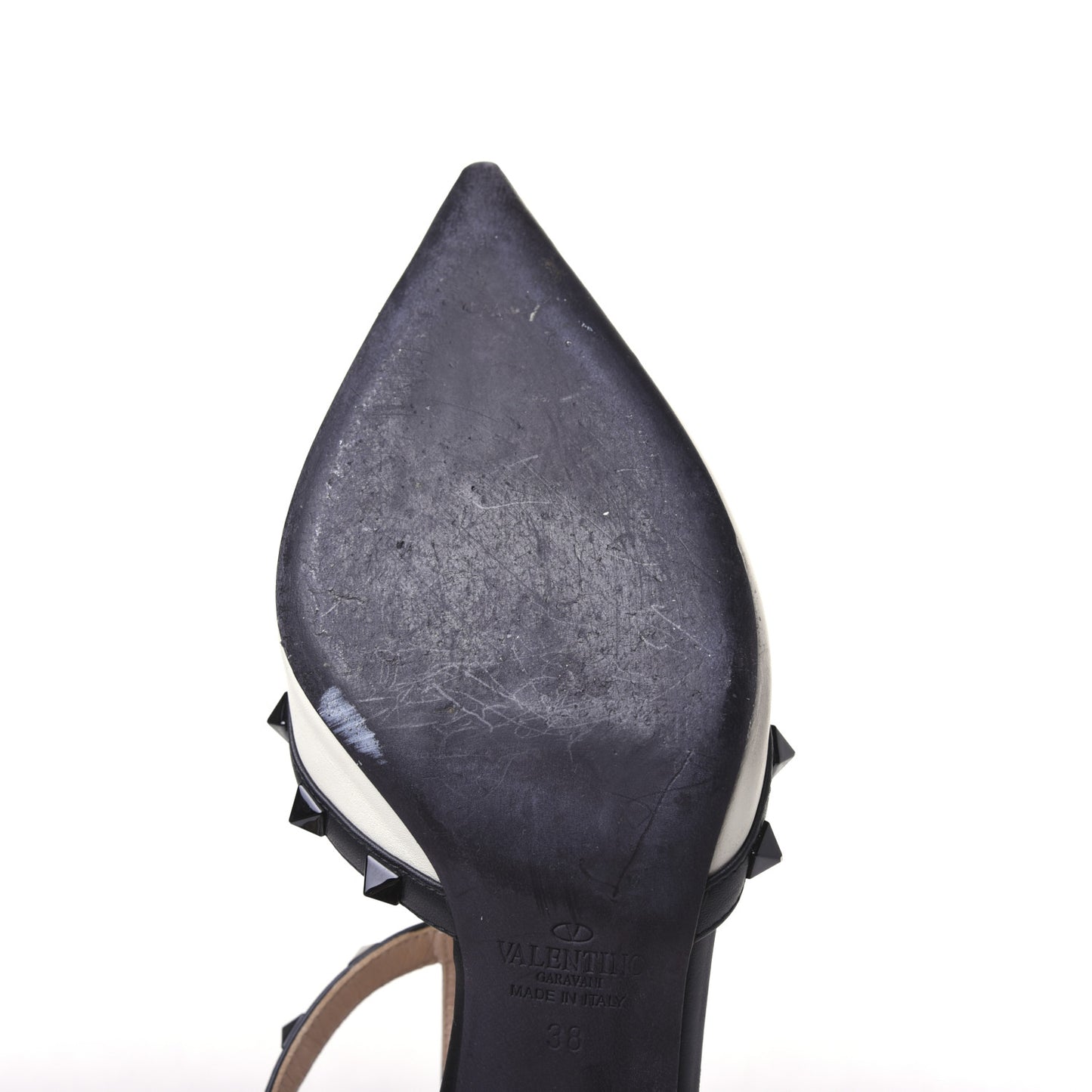 Nappa Rockstud Ankle Strap 65mm Pumps 38 Light Ivory Black