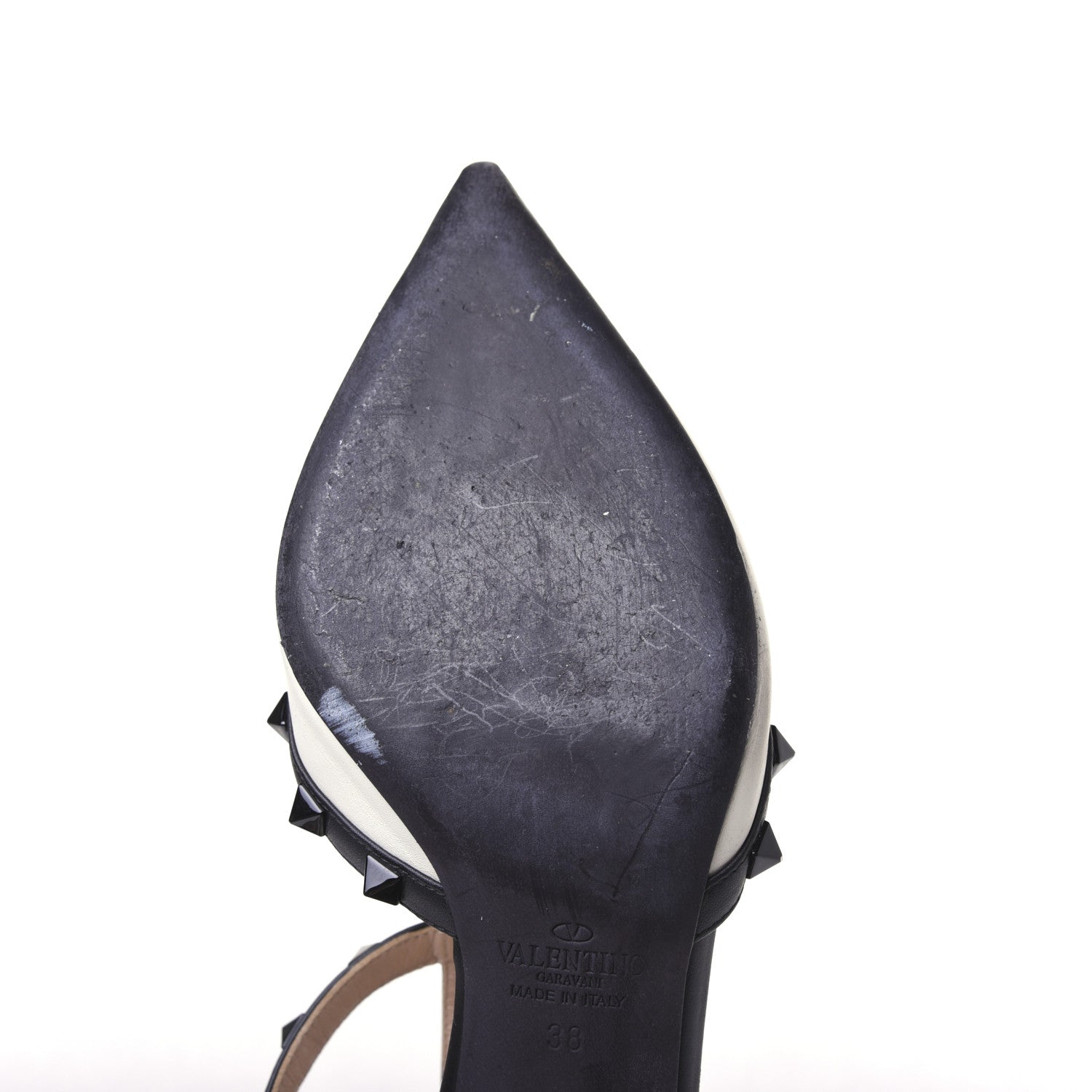 Valentino Garavani Nappa Rockstud Ankle Strap 65mm Pumps 38 Light Ivory Black 9 of 12