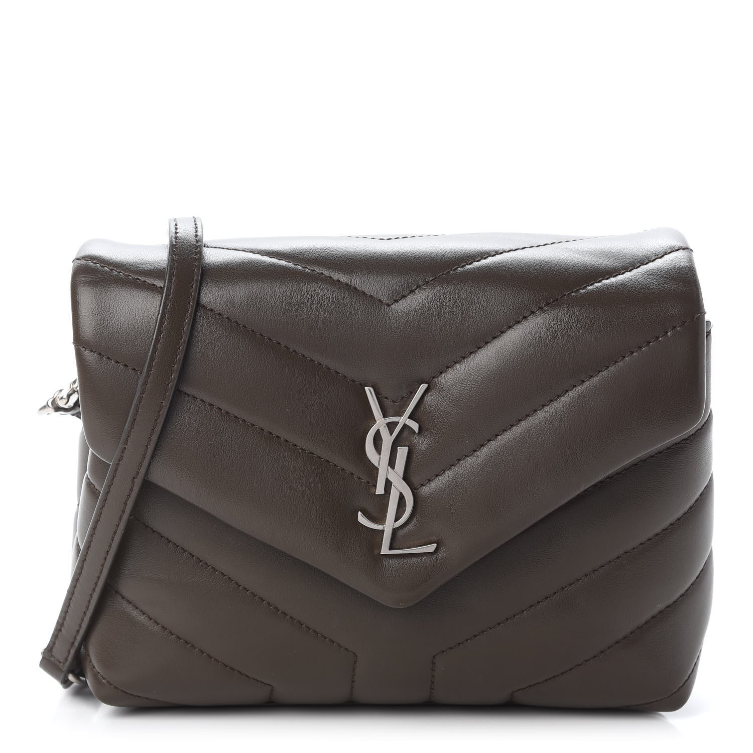 Saint Laurent Calfskin Y Quilted Monogram Toy Loulou Crossbody Bag Earth 1 of 8