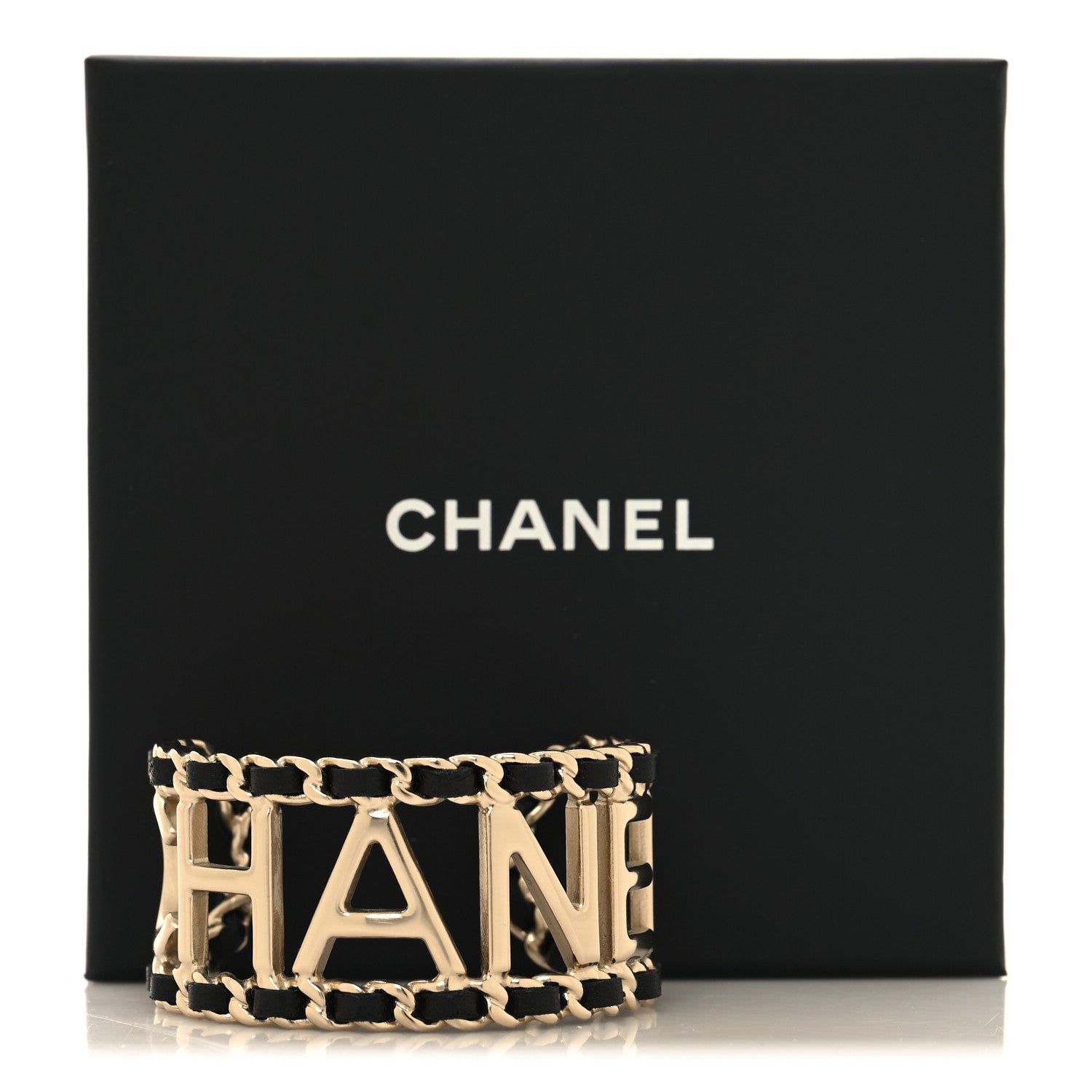 Chanel Lambskin Vintage Allure Cuff Bracelet S Black Gold 5 of 5