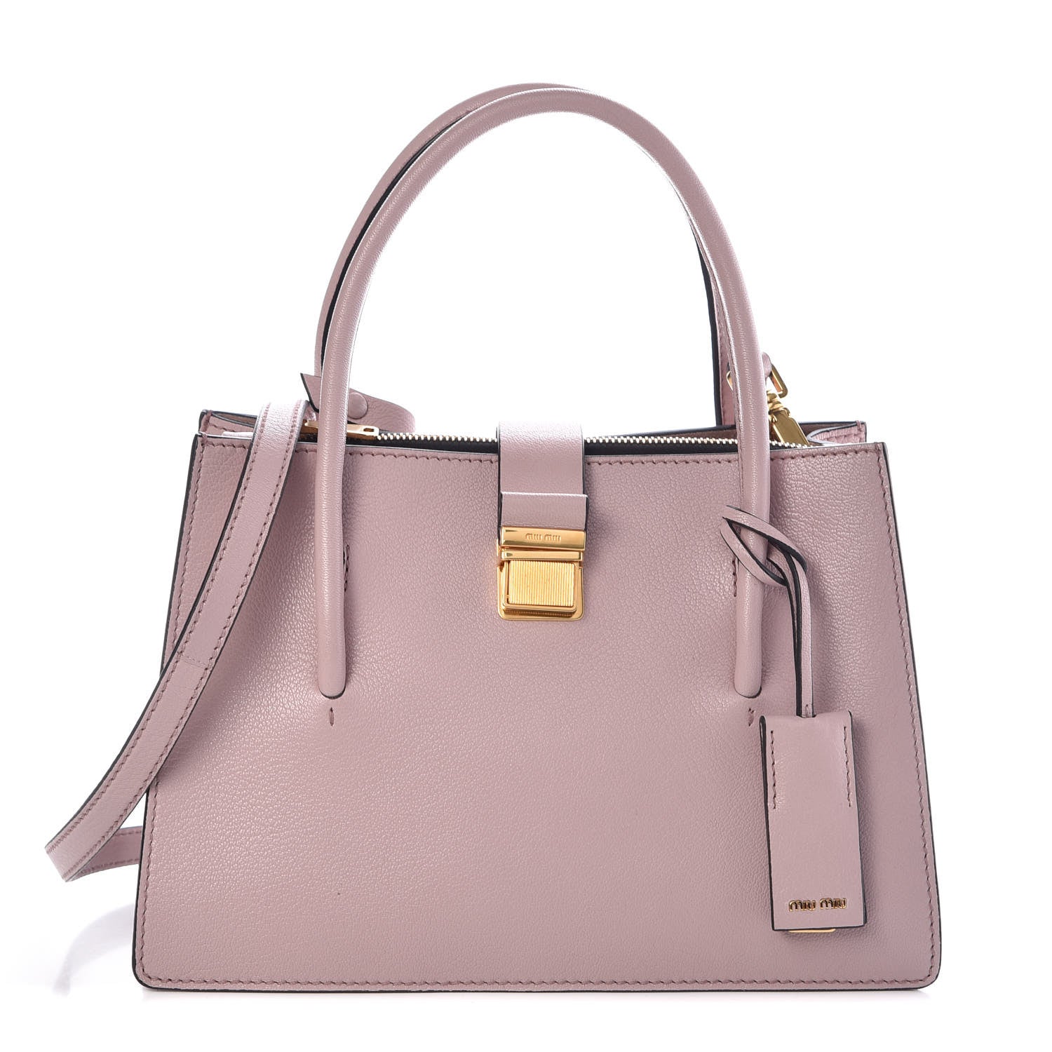 Miu Miu Goatskin Madras Tote Mughetto 1 of 11