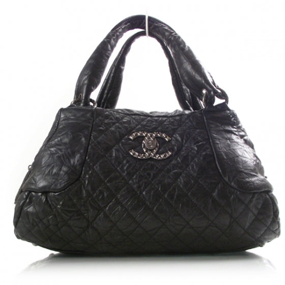 Chanel HANEL Aged Calfskin Coco Rider Bowling Bag Black 1 of 11