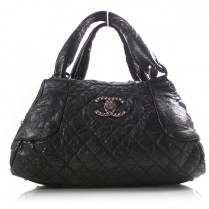 Chanel HANEL Aged Calfskin Coco Rider Bowling Bag Black 1 of 11