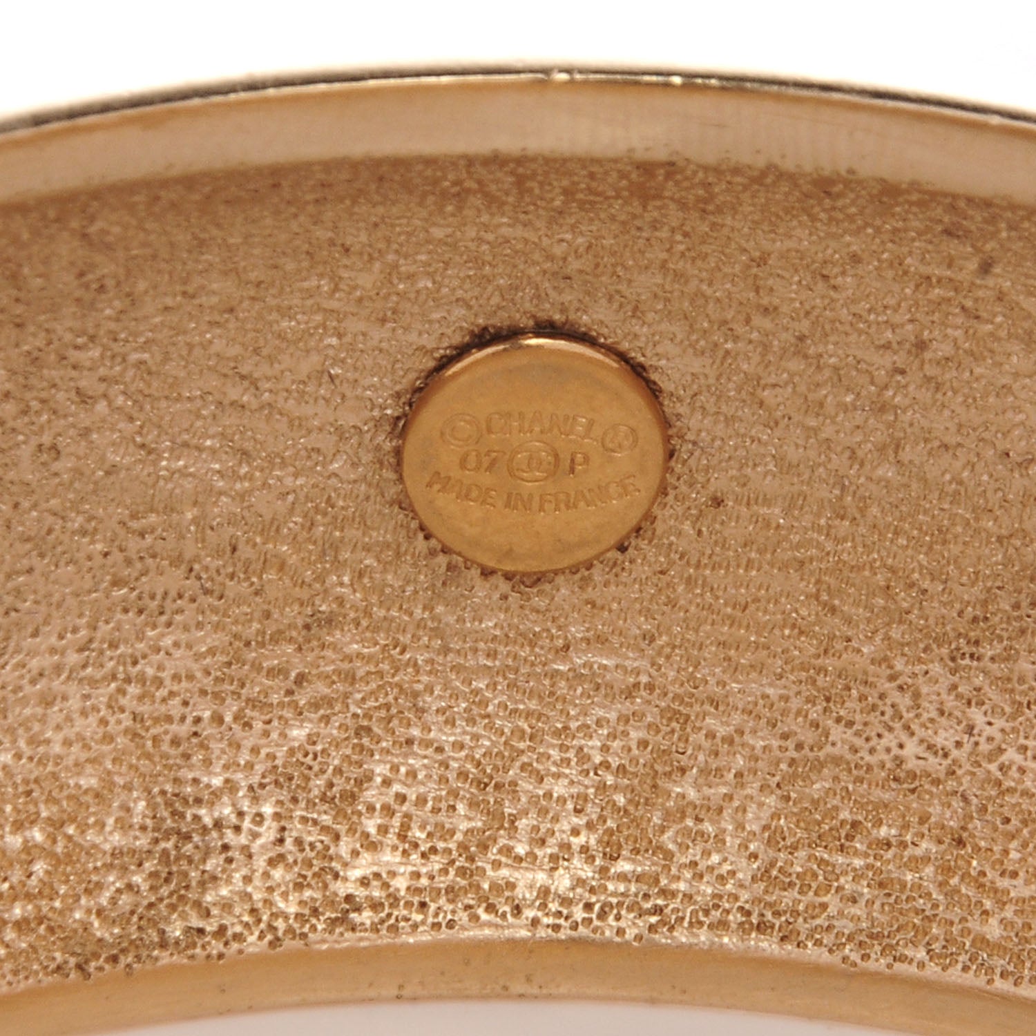 Chanel Wide Metal L'Elegance French Quote Bangle Gold 4 of 5