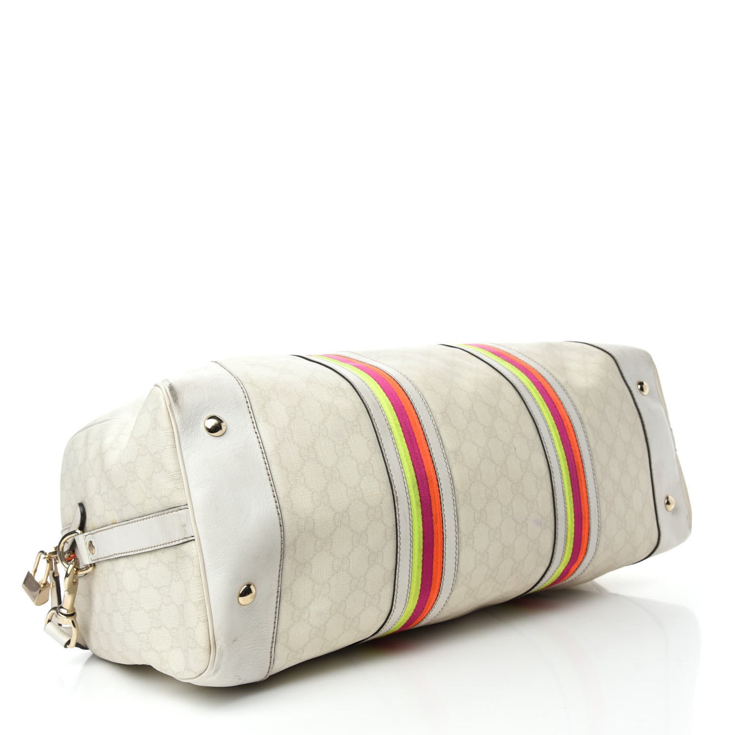 GG Plus Monogram Large Web Carry On Duffle Bag White