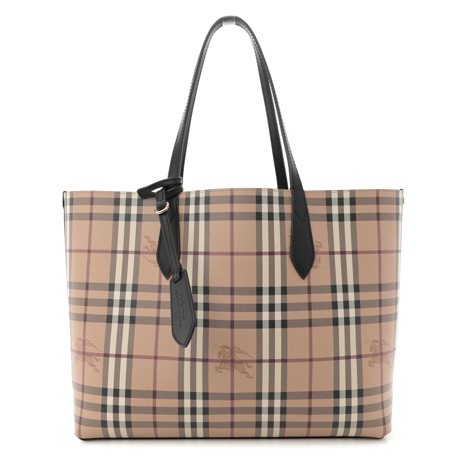 Burberry Grainy Calfskin Haymarket Check Medium Reversible Tote Black 3 of 16