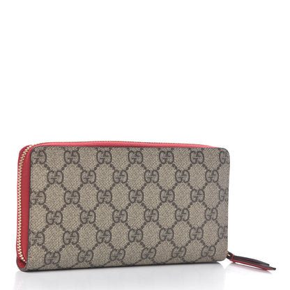 Gucci GG Supreme Monogram Bosco Patch Zip Around Wallet Beige Malva Hibiscus Red 3 of 13
