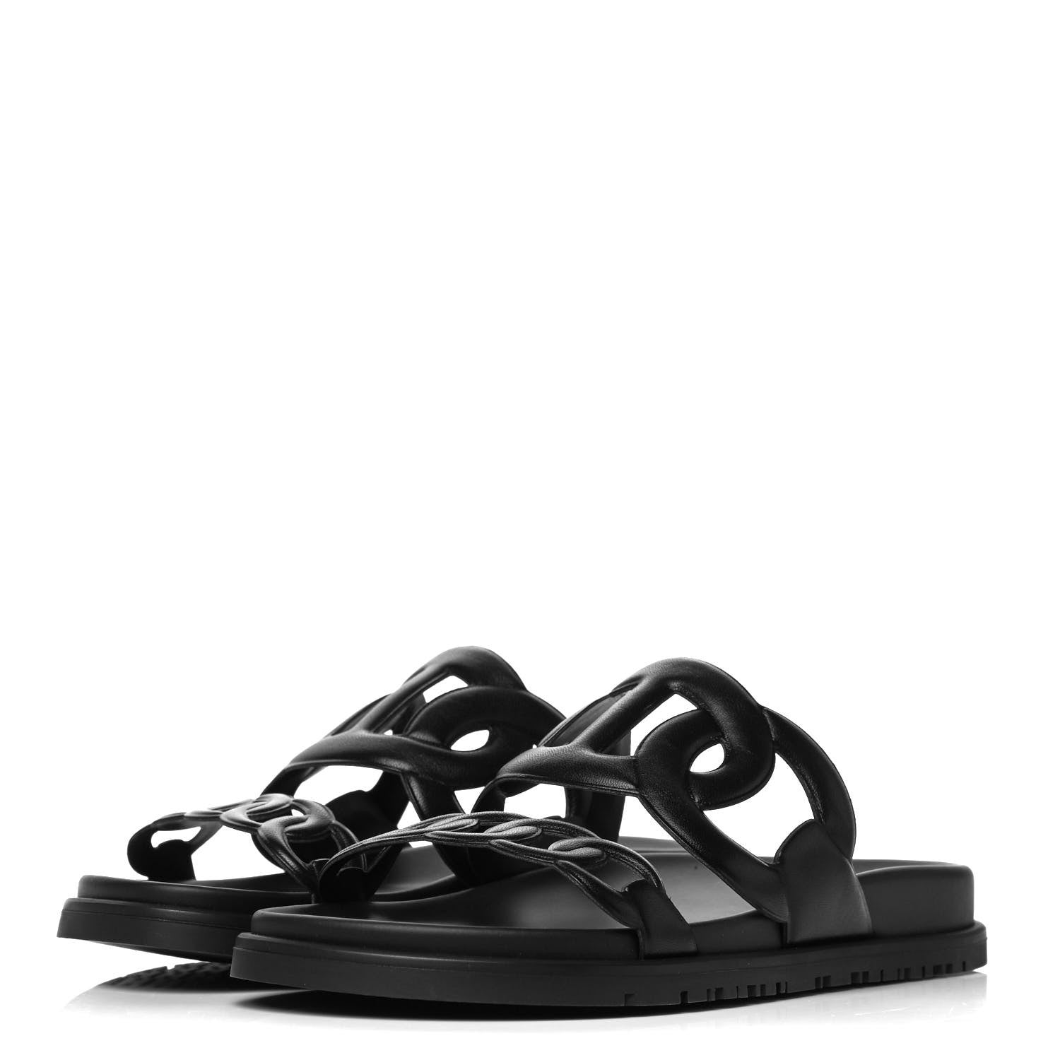 Hermes Nappa Extra Sandals 37.5 Black 3 of 8