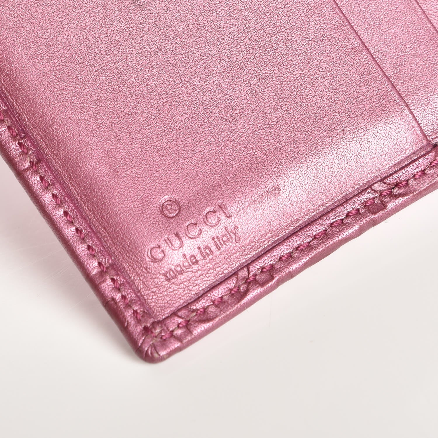 Gucci Metallic Soft Guccissima Heart Travel Wallet Fresia Rose 6 of 11