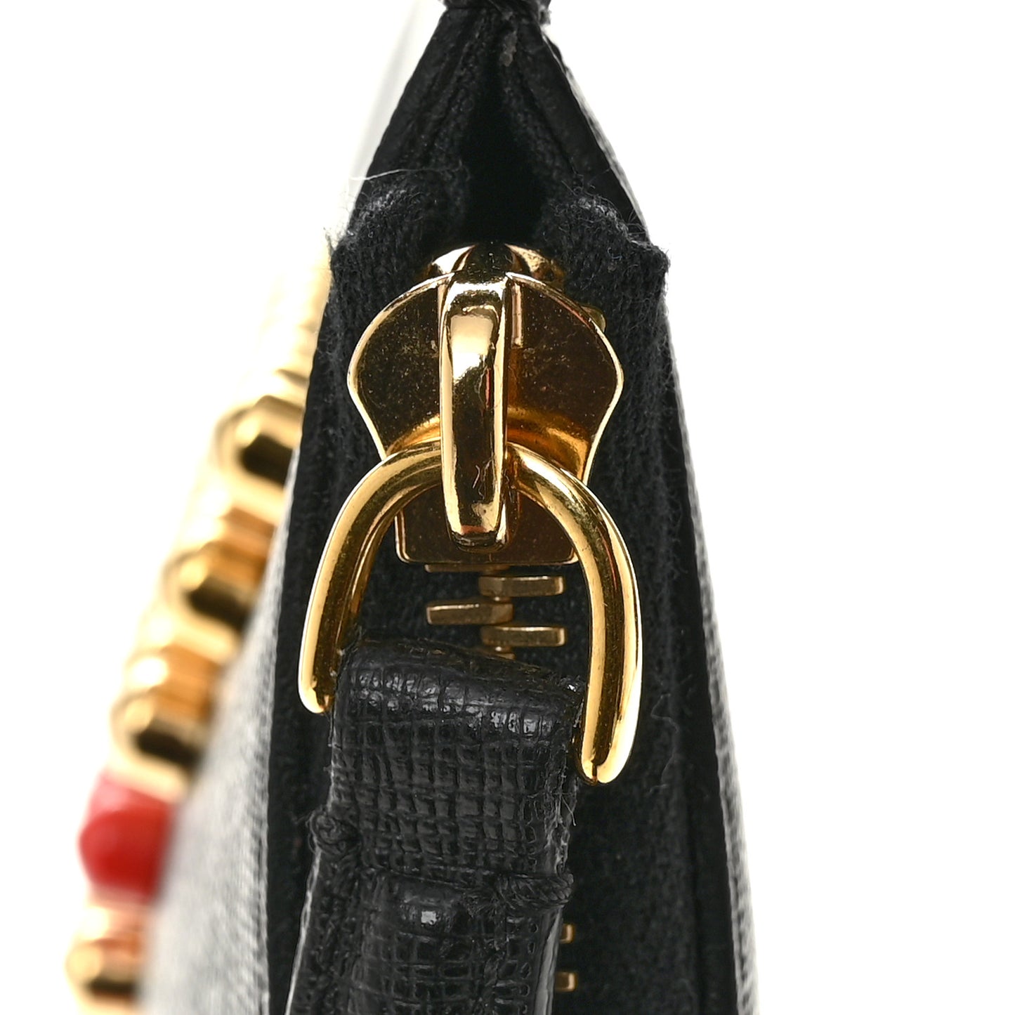Vitello Elite Monster Eyes Studded Zip Around Pouch Black