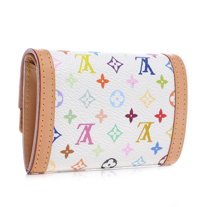 Louis Vuitton Monogram Multicolor Porte-Monnaie Plat Coin Purse White 3 of 7