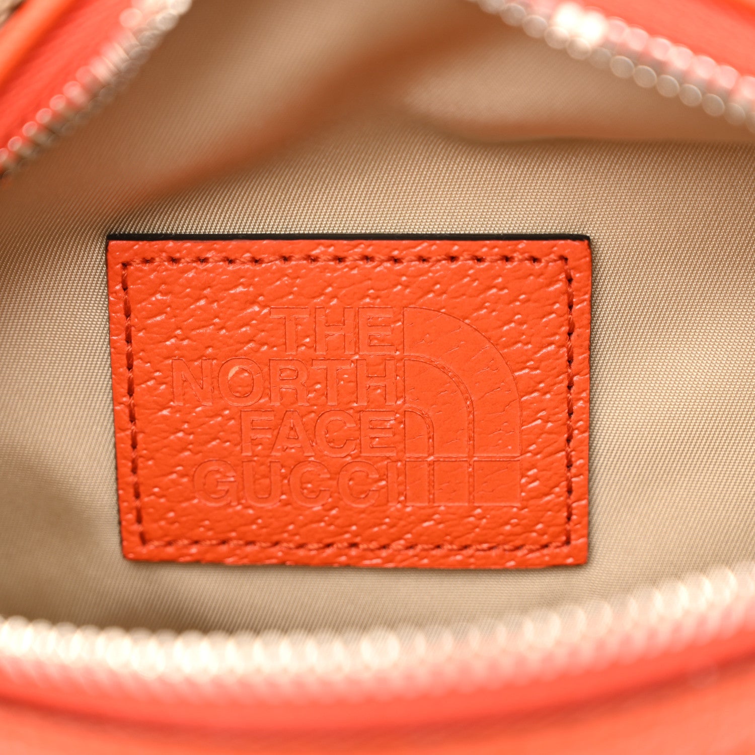 Gucci X THE NORTH FACE Monogram Textured Dollar Calfskin Embroidered Belt Bag Beige Ebony Mystic White Deep Orange 6 of 12