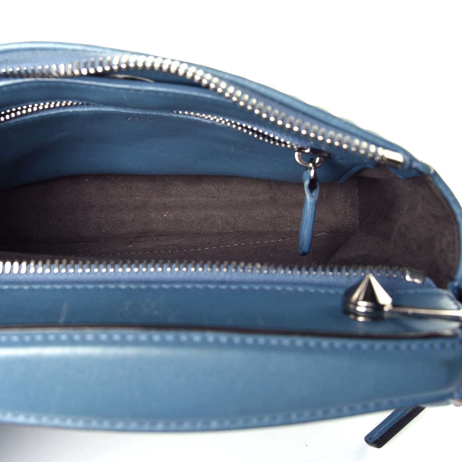 Fendi Shiny Nappa Trapuntata Small DotCom Click Top Handle Chain Satchel Blue 5 of 9