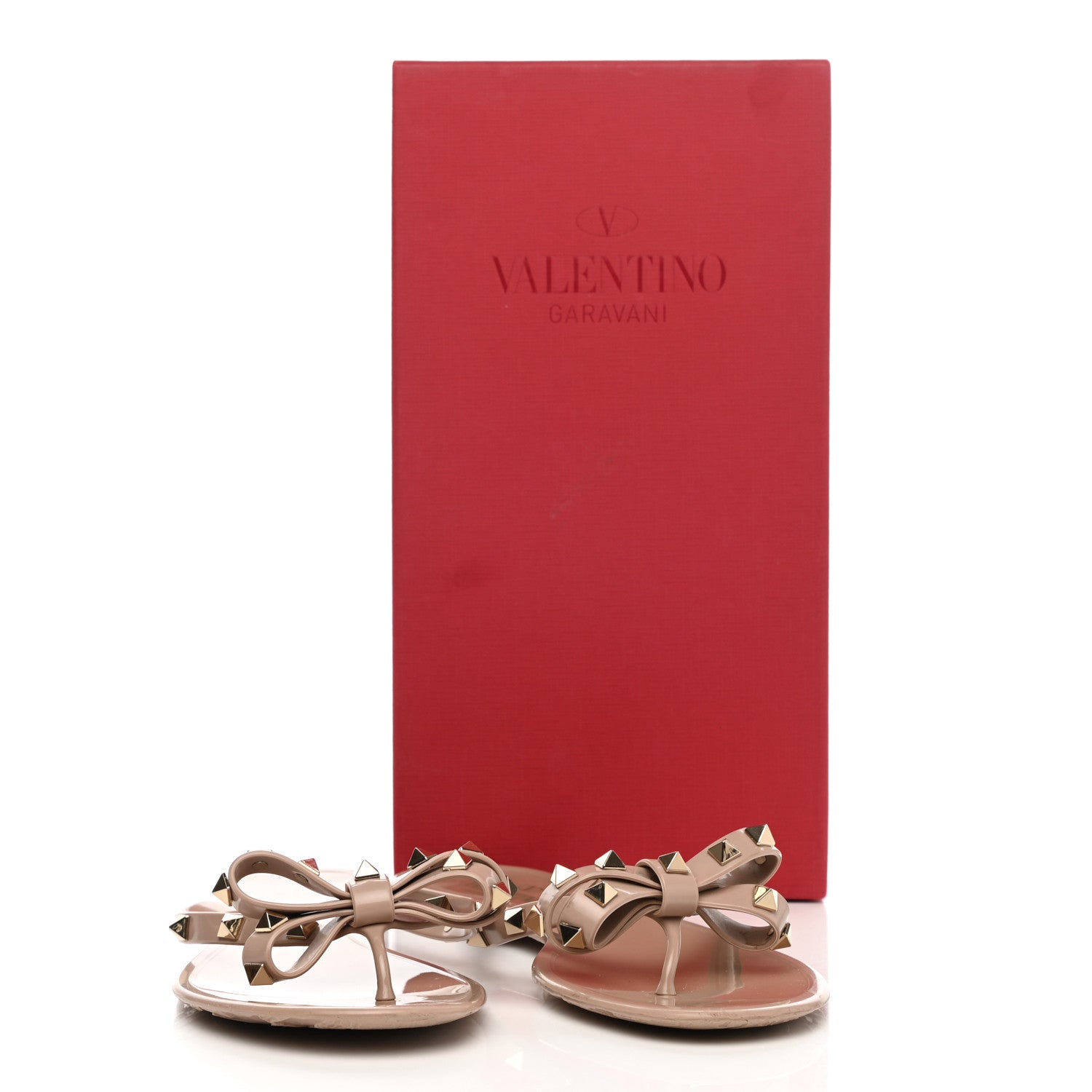 Valentino Garavani PVC Jelly Rockstud Bow Thong Sandals 39 Poudre 12 of 12