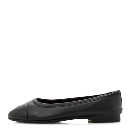 Chanel Lambskin Cap Toe CC Uniform Ballerina Flats 40 Black 1 of 9